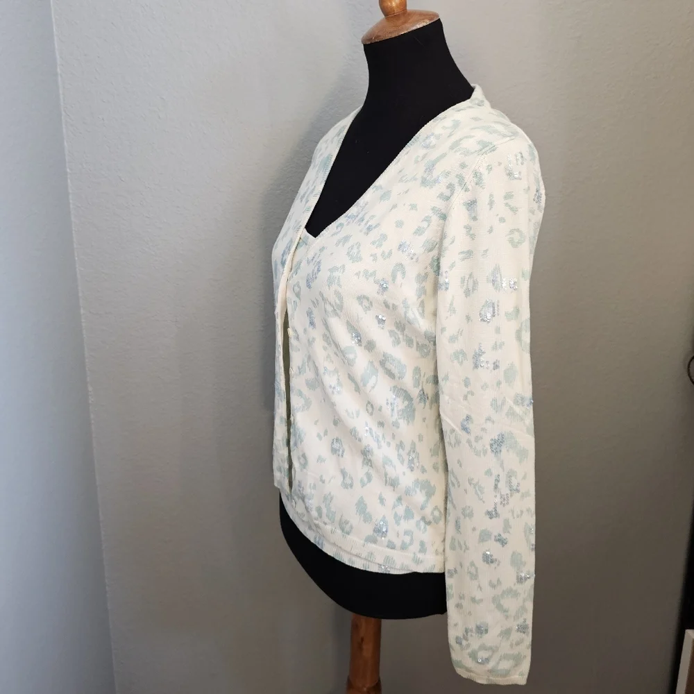 Vintage Karen Kane Sequin Leopard Sweater Top & Cardigan Medium - Picture 7 of 10